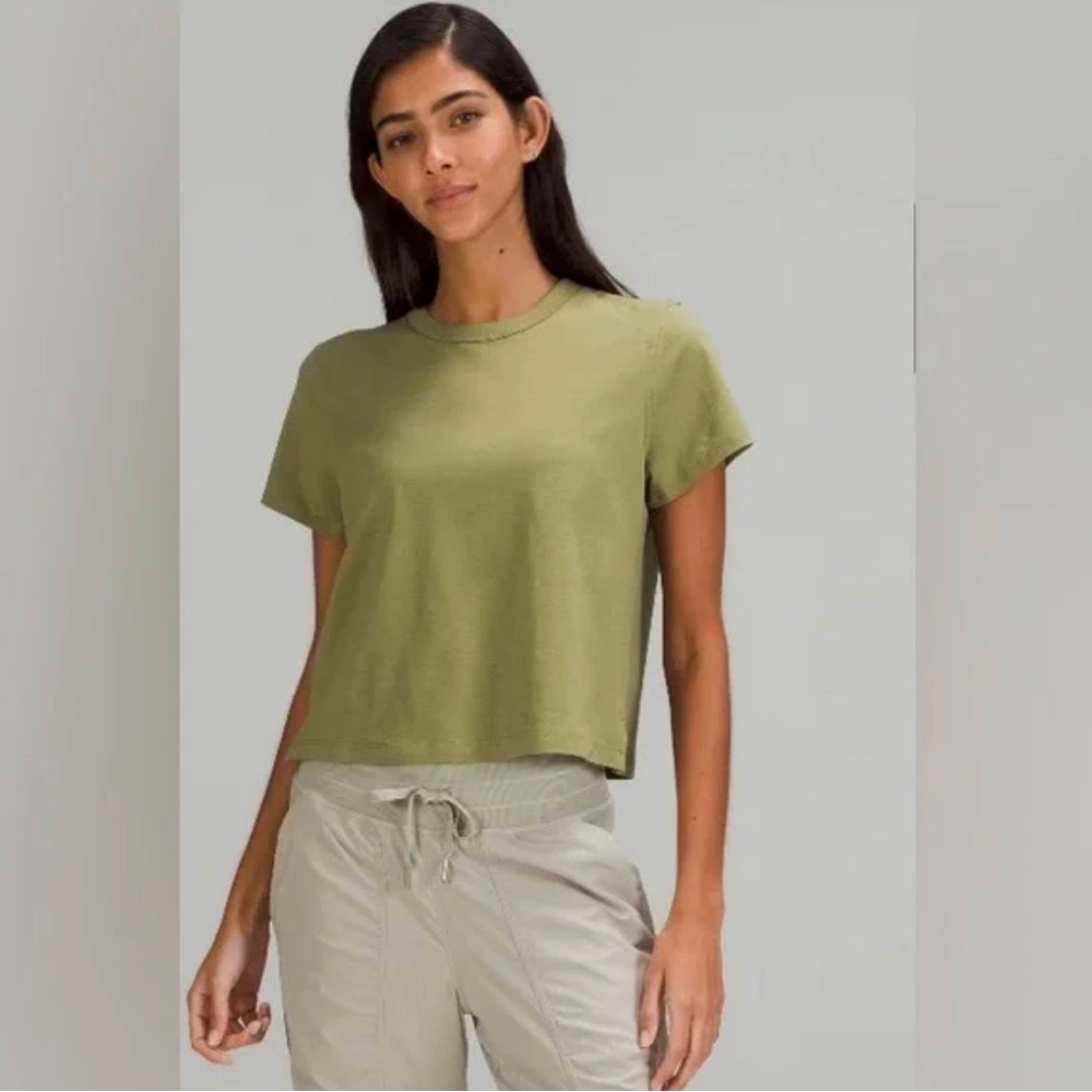 Lululemon All Yours cropped t-shirt army green